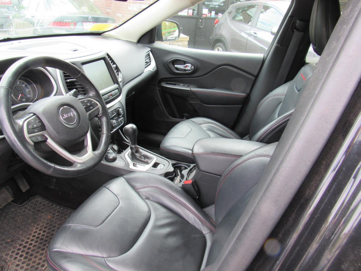 2014 BLACK /Black Jeep Cherokee Trail Hawk (1C4PJMBS0EW) , Automatic transmission, located at 215 Milton St, Dedham, MA, 02026, (781) 329-5144, 42.241905, -71.157295 - This nice compact SUV is in excellent condition.Runs like new. All ASPI Motor Cars vehicles are fully serviced before they are delivered to assure the highest quality used vehicles. Comes with a 3/3 warranty included in the price. Call for details. Prices on all vehicles do not include $299.95 - Photo#13